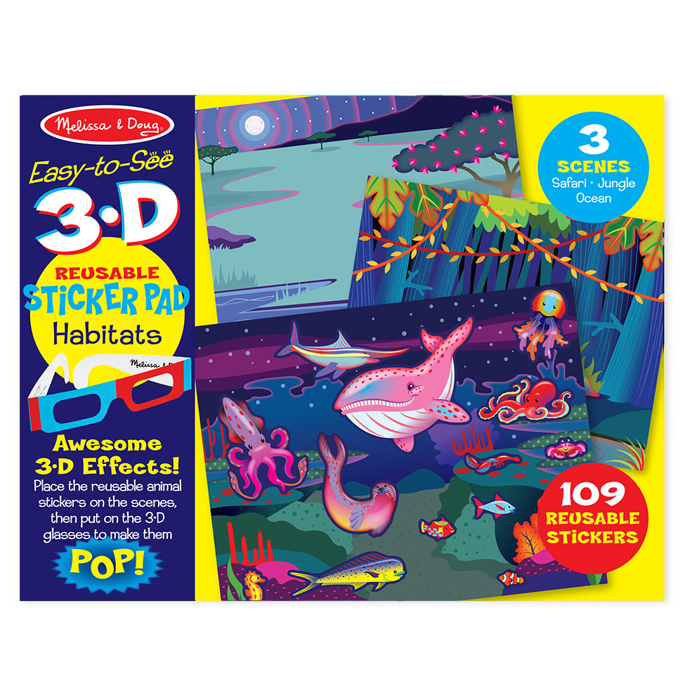 Easy-to-See 3-D Reusable Sticker Pad - Habitats